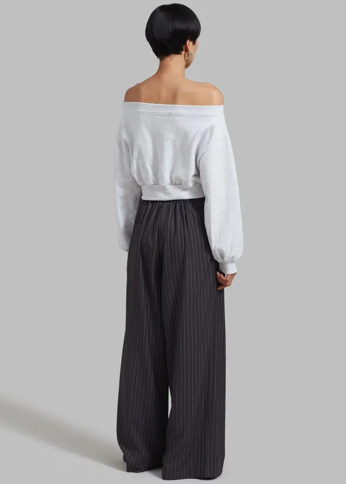 Women Noor Wide Pants 8211 Grey Pinstripe The Frankie Shop Bottoms