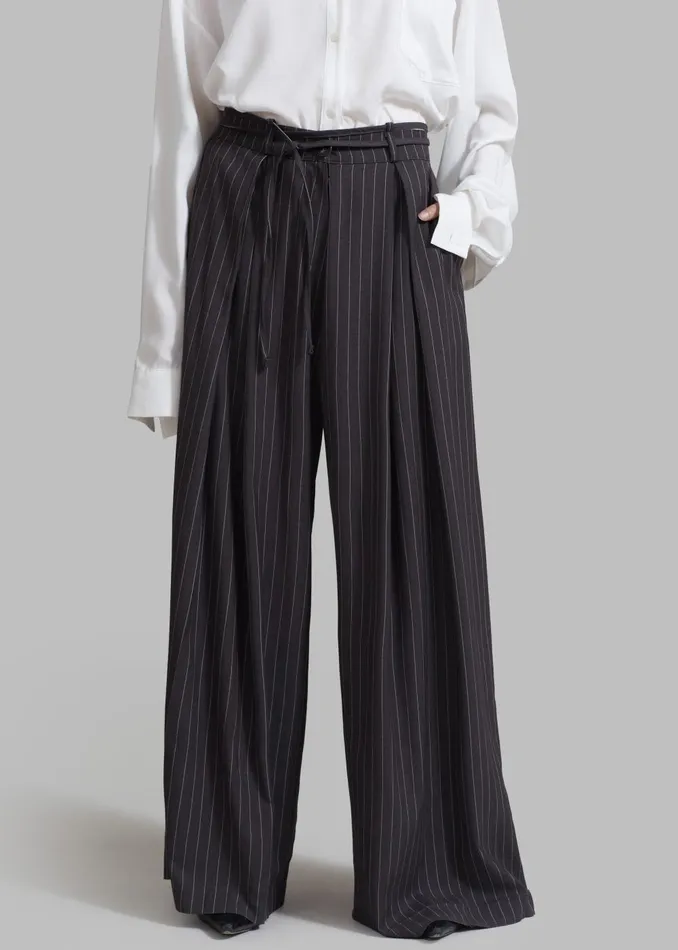 Women Noor Wide Pants 8211 Grey Pinstripe The Frankie Shop Bottoms