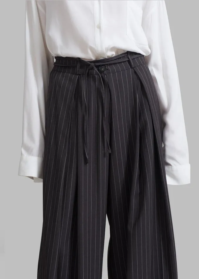 Women Noor Wide Pants 8211 Grey Pinstripe The Frankie Shop Bottoms