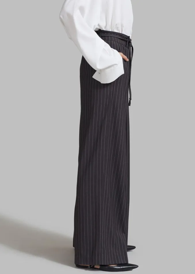 Women Noor Wide Pants 8211 Grey Pinstripe The Frankie Shop Bottoms