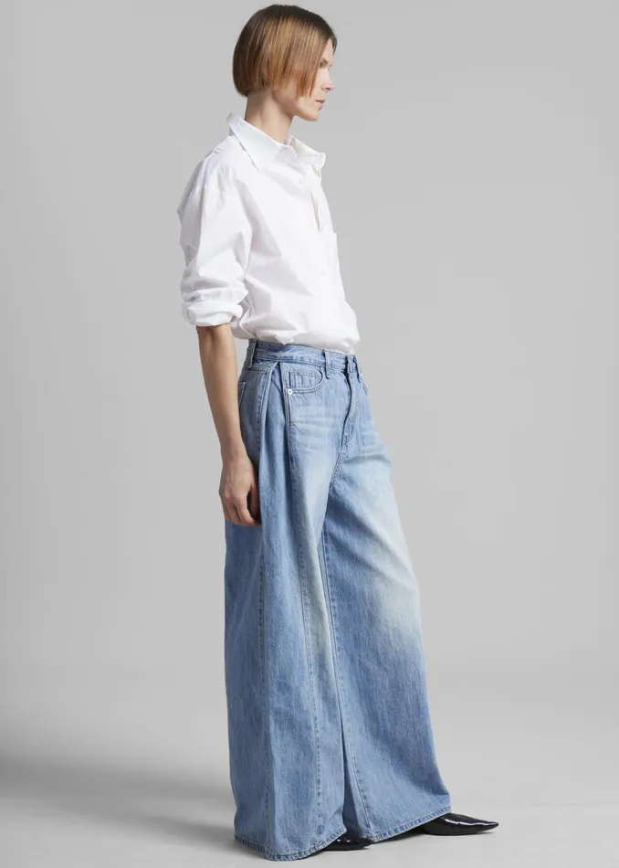 Women Oakley Wide Leg Jeans 8211 Blue Wash The Frankie Shop Bottoms
