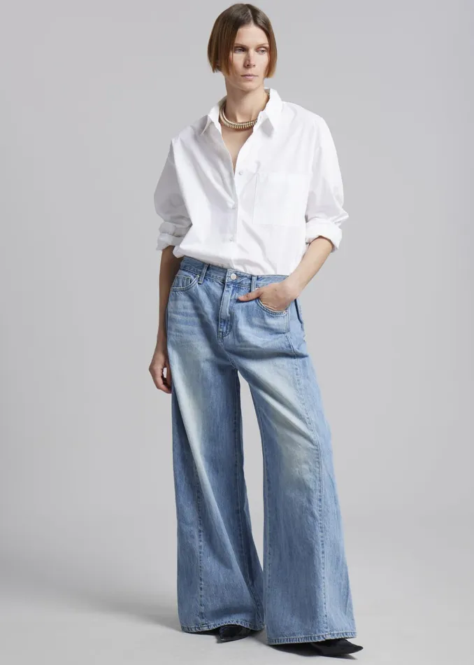 Women Oakley Wide Leg Jeans 8211 Blue Wash The Frankie Shop Bottoms