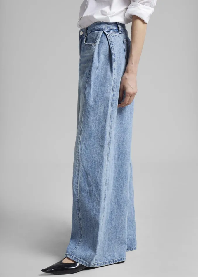 Women Oakley Wide Leg Jeans 8211 Blue Wash The Frankie Shop Bottoms