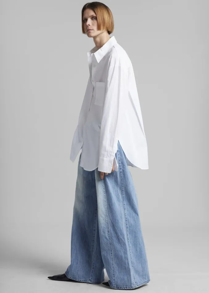 Women Oakley Wide Leg Jeans 8211 Blue Wash The Frankie Shop Bottoms