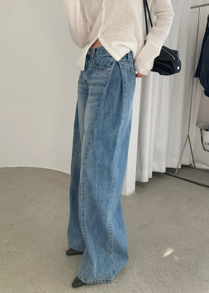 Women Oakley Wide Leg Jeans 8211 Blue Wash The Frankie Shop Bottoms