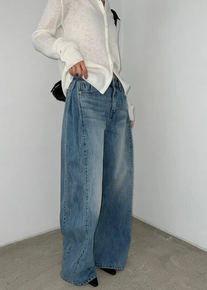 Women Oakley Wide Leg Jeans 8211 Blue Wash The Frankie Shop Bottoms