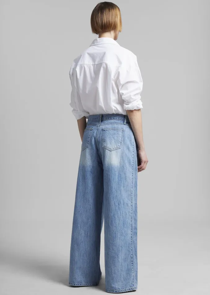 Women Oakley Wide Leg Jeans 8211 Blue Wash The Frankie Shop Bottoms