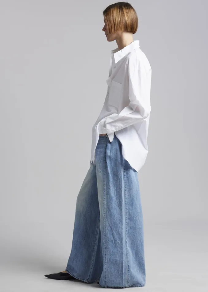 Women Oakley Wide Leg Jeans 8211 Blue Wash The Frankie Shop Bottoms