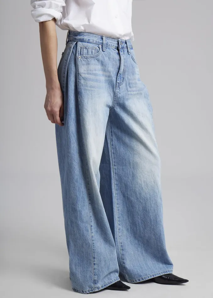 Women Oakley Wide Leg Jeans 8211 Blue Wash The Frankie Shop Bottoms