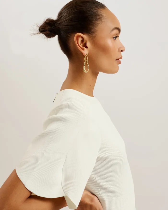 Women OLIVIHA 8211 Fluted Sleeve Rib Knit Skater Dress Ivory Ted Baker Dresses Women OLIVIHA 8211 Fluted Sleeve Rib Knit Skater Dress Ivory Ted Baker Dresses