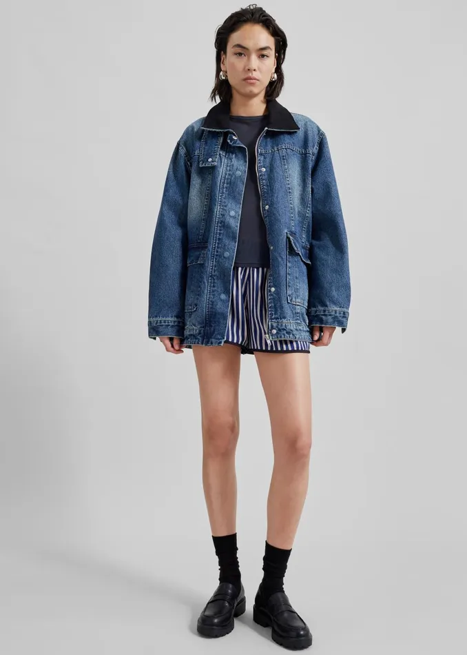 Women Oradea Striped Shorts 8211 BluePink The Frankie Shop Bottoms