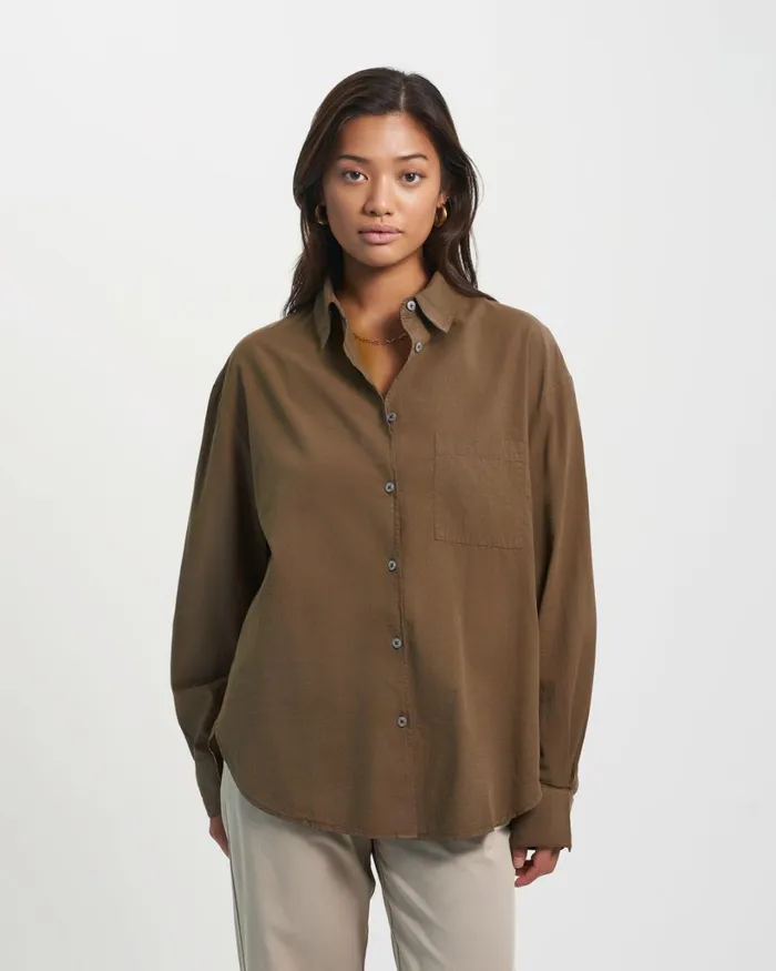 Women Organic Oversized Shirt Ivory White Colorful Standard Shirts
