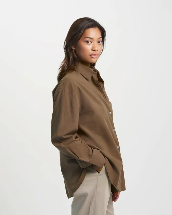 Women Organic Oversized Shirt Ivory White Colorful Standard Shirts