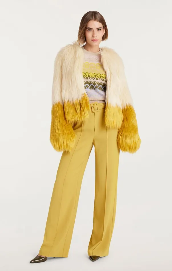 Women Outerwear Cinq Sept Combo Benson Coat Plastergolden Palm