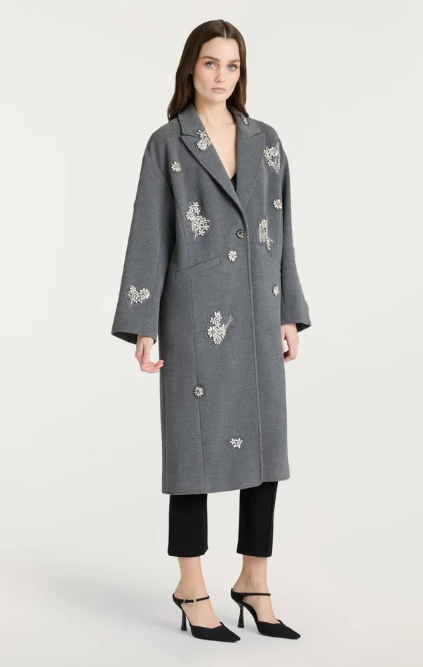 Women Outerwear Cinq Sept Crystal Ivy Gravis Coat Heather Grey