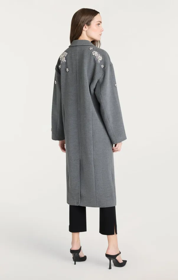 Women Outerwear Cinq Sept Crystal Ivy Gravis Coat Heather Grey
