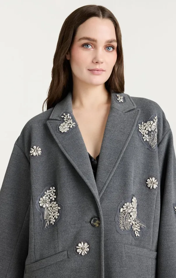 Women Outerwear Cinq Sept Crystal Ivy Gravis Coat Heather Grey