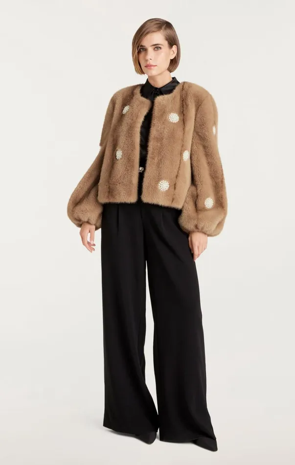 Women Outerwear Cinq Sept Faux Mink Benson Coat Pewter