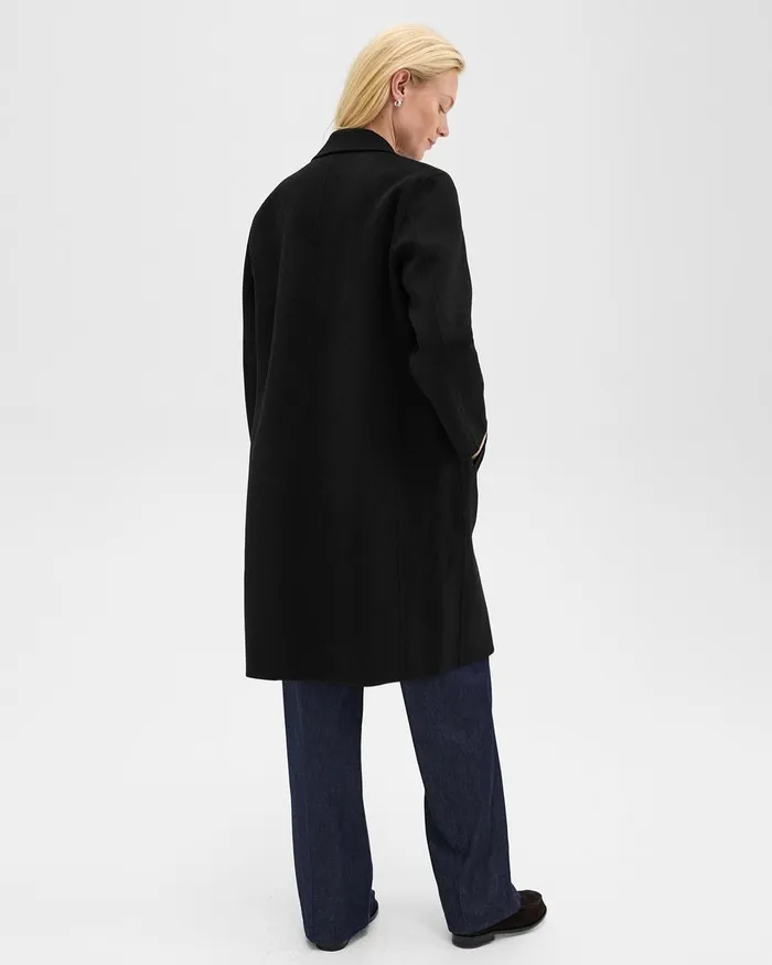 Women Outerwear Theory DoubleBreasted Coat In DoubleFace WoolCashmere Black