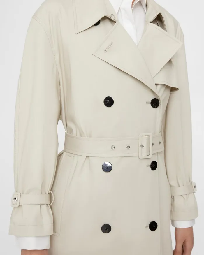 Women Outerwear Theory DoubleBreasted Trench Coat In CottonBlend Sand