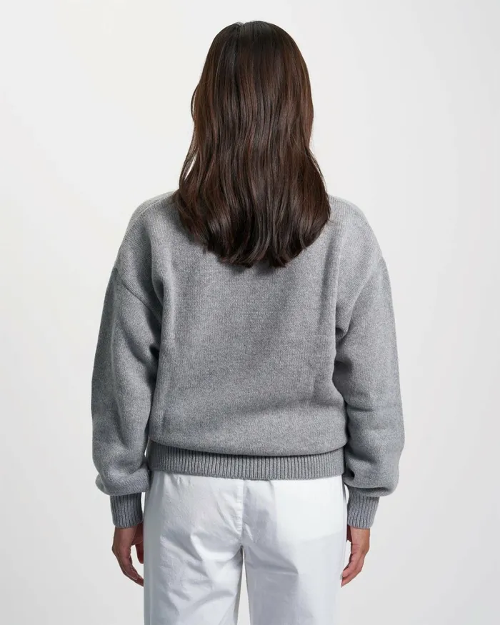 Women Oversized Merino Wool Crew Coffee Brown Colorful Standard Knit Sweaters