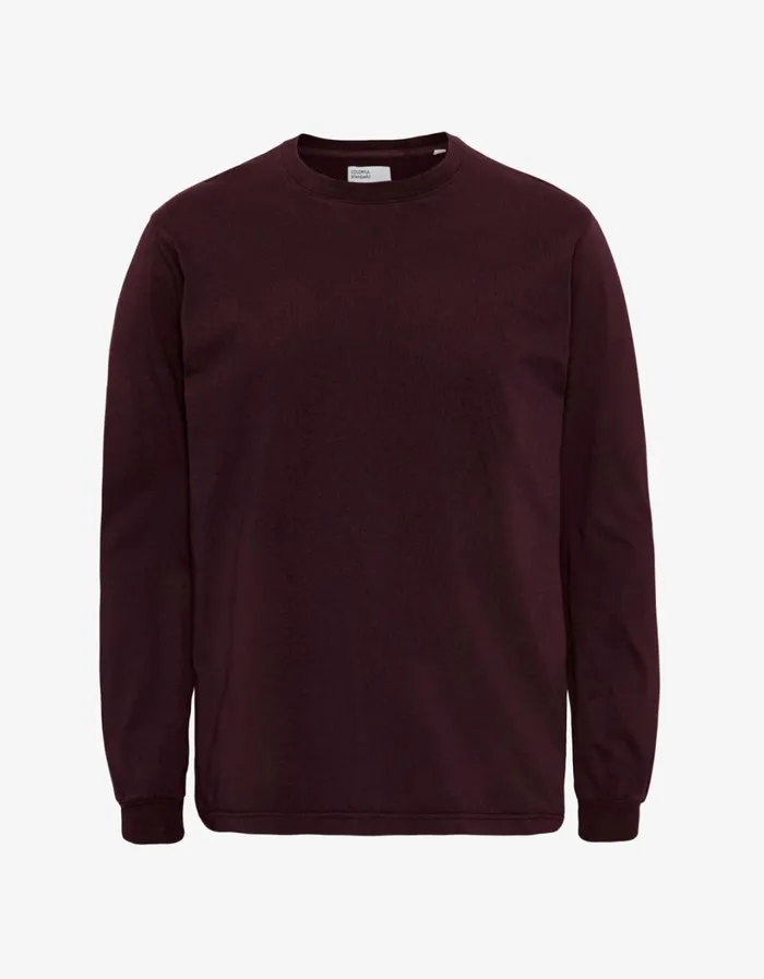 Women Oversized Organic LS TShirt Oxblood Red Colorful Standard Long Sleeve Tops
