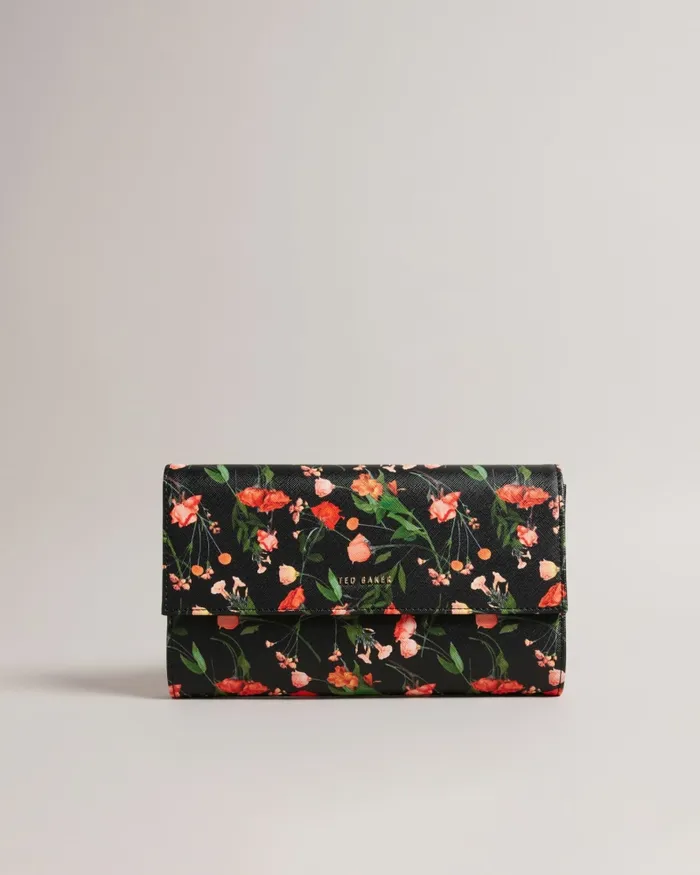 Women PAITIIA 8211 Floral Print Travel Wallet Black Ted Baker Purses and Cardholders