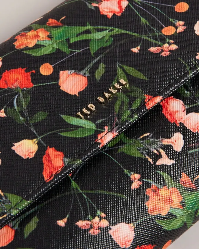Women PAITIIA 8211 Floral Print Travel Wallet Black Ted Baker Purses and Cardholders