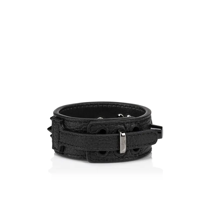 Women Paloma Bracelet 8211 Grained Calf Leather And Spikes Loubinthesky 8211 Black Christian Louboutin Bracelets