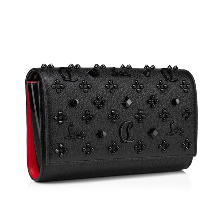 Women Paloma Clutch 8211 Grained Calf Leather And Spikes Loubinthesky 8211 Black Christian Louboutin Shoulder Bags