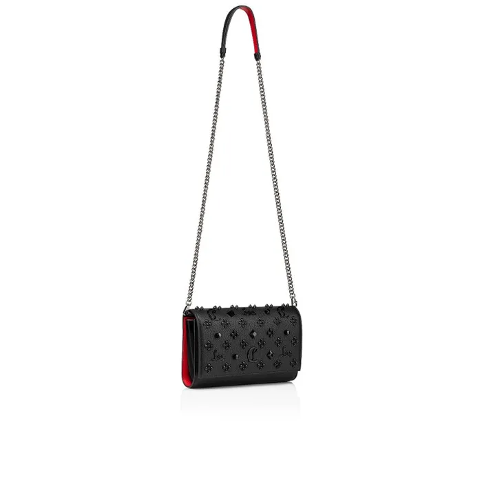 Women Paloma Clutch 8211 Grained Calf Leather And Spikes Loubinthesky 8211 Black Christian Louboutin Shoulder Bags