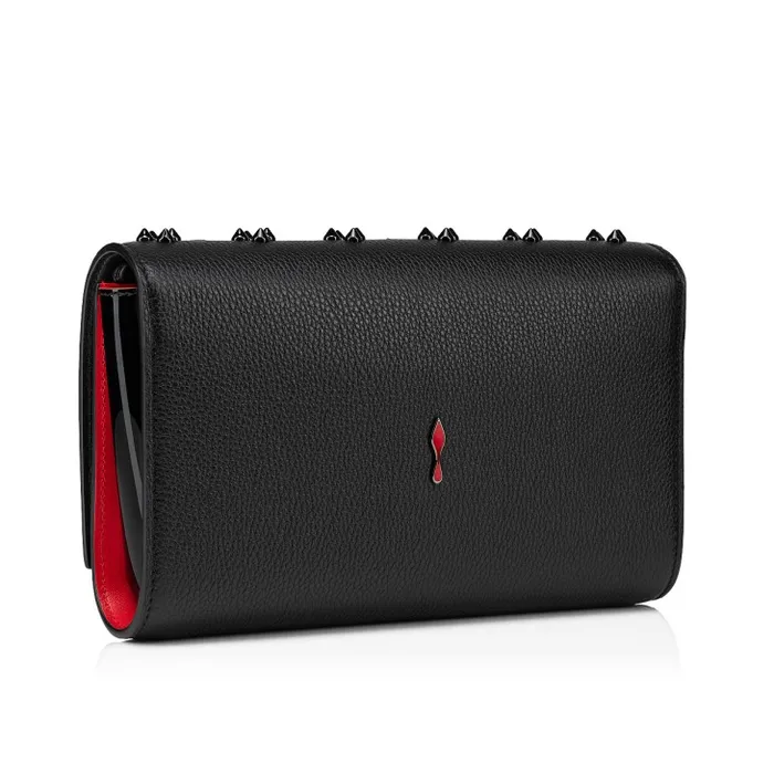 Women Paloma Clutch 8211 Grained Calf Leather And Spikes Loubinthesky 8211 Black Christian Louboutin Shoulder Bags