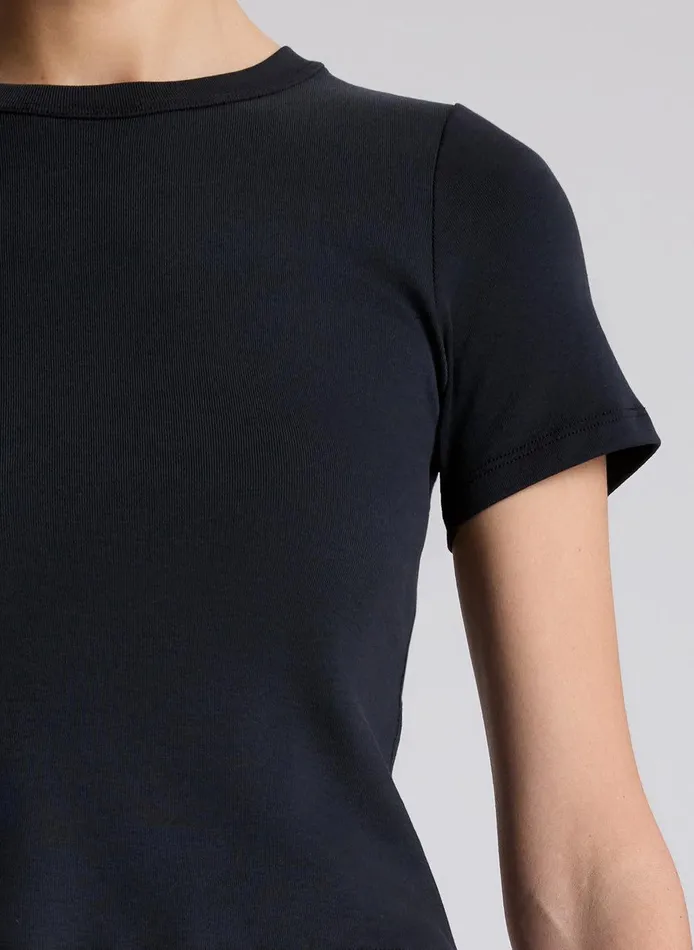 Women Paloma Cotton Rib Baby Tee Black ALC Tees and Tanks