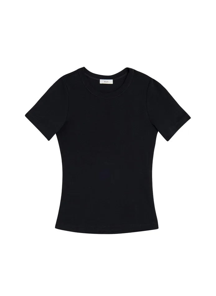 Women Paloma Cotton Rib Baby Tee Black ALC Tees and Tanks