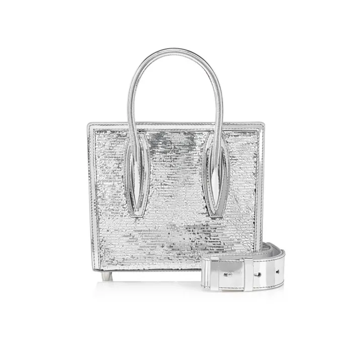 Women Paloma Mini Top Handle Bag 8211 Mesh And Glitter 8211 Silver Christian Louboutin Shoulder Bags