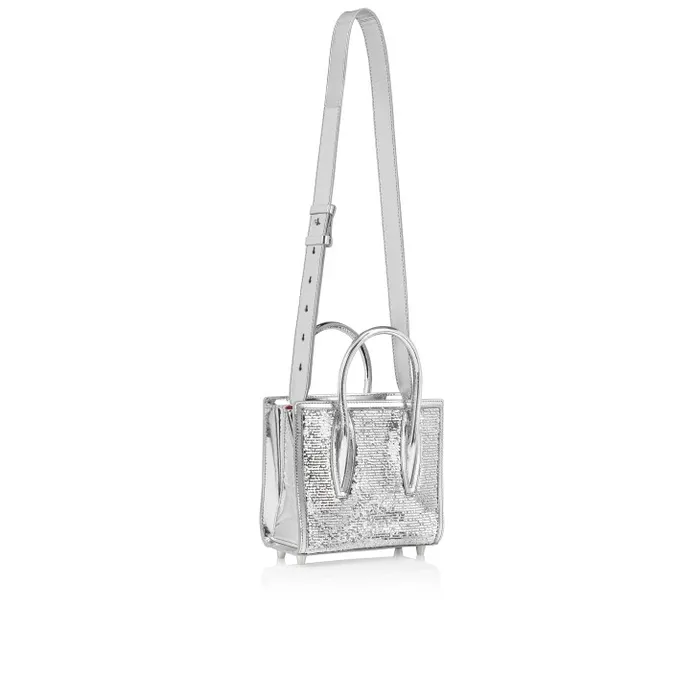 Women Paloma Mini Top Handle Bag 8211 Mesh And Glitter 8211 Silver Christian Louboutin Shoulder Bags