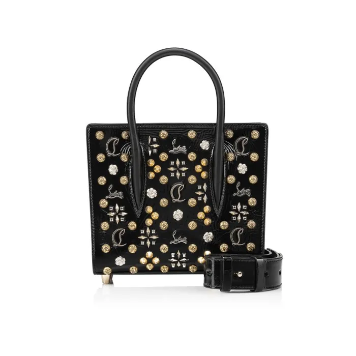 Women Paloma Mini Top Handle Bag 8211 Vog Patent Leather And Spikes La Belle 8211 Black Christian Louboutin Shoulder Bags