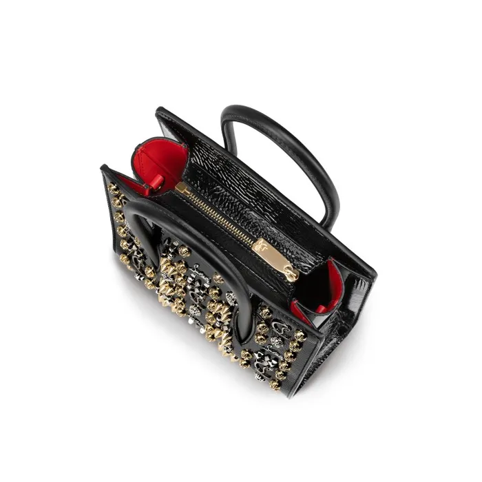 Women Paloma Mini Top Handle Bag 8211 Vog Patent Leather And Spikes La Belle 8211 Black Christian Louboutin Shoulder Bags