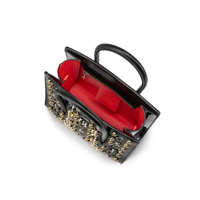 Women Paloma Mini Top Handle Bag 8211 Vog Patent Leather And Spikes La Belle 8211 Black Christian Louboutin Shoulder Bags