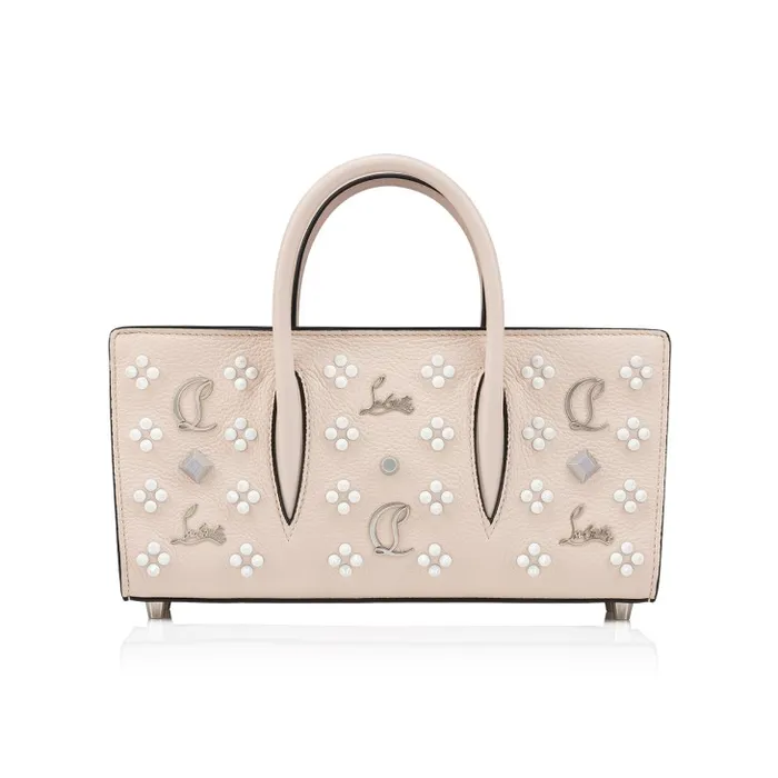 Women Paloma Top Handle Bag 8211 Grained Calf Leather And Spikes Loubinthesky 8211 Leche Christian Louboutin Shoulder Bags