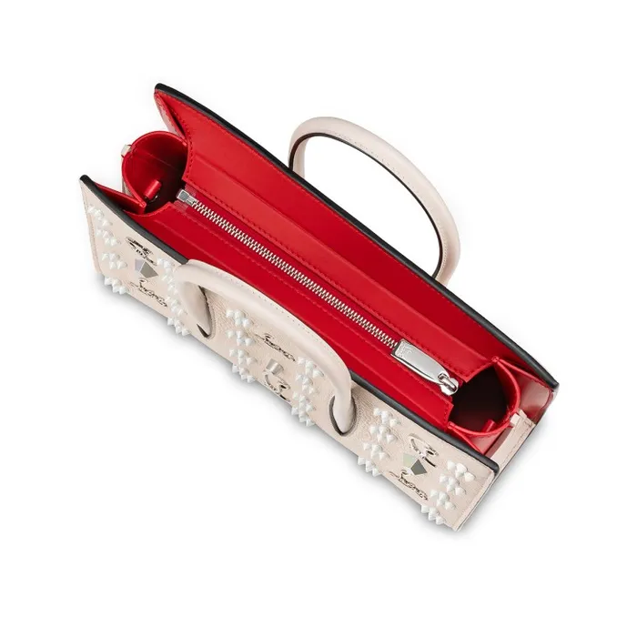 Women Paloma Top Handle Bag 8211 Grained Calf Leather And Spikes Loubinthesky 8211 Leche Christian Louboutin Shoulder Bags