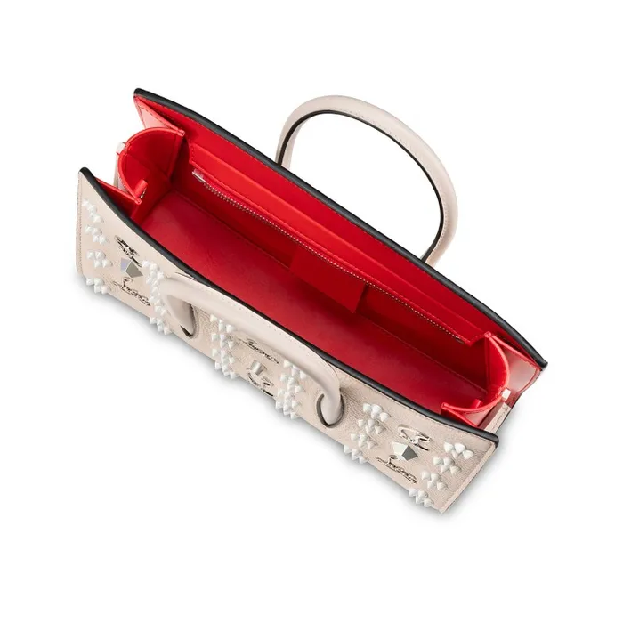 Women Paloma Top Handle Bag 8211 Grained Calf Leather And Spikes Loubinthesky 8211 Leche Christian Louboutin Shoulder Bags