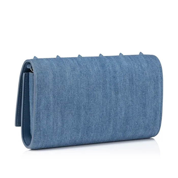 Women Paloma Wallet On Chain 8211 Denim And Spikes Loubinthesky 8211 Blue Christian Louboutin Crossbody Bags