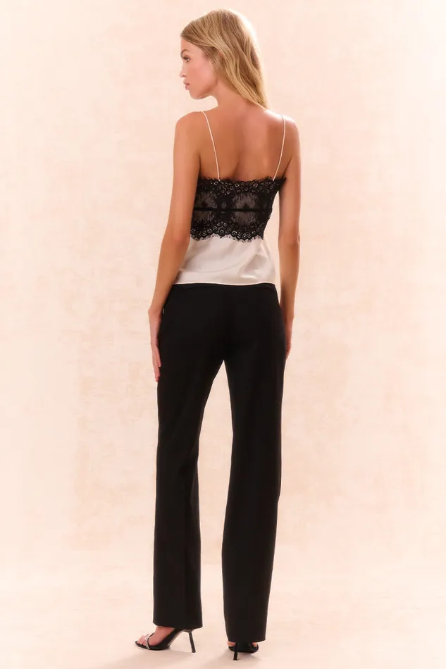 Women Pants and Shorts LoveShackFancy Severine WoolBlend Tailored Pants Black