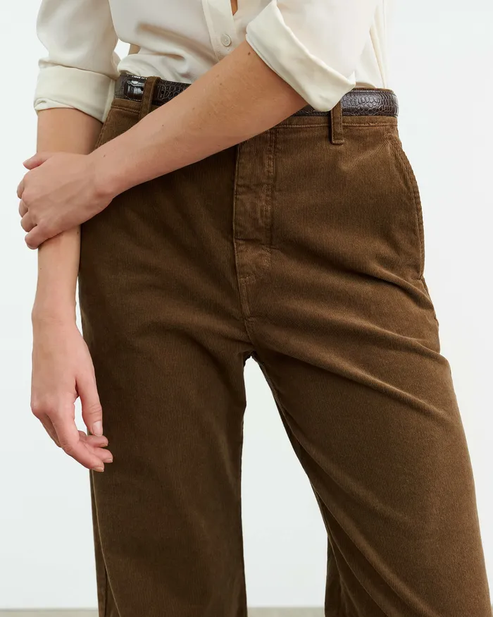 Women Pants and Shorts Nili Lotan ANNA CORDUROY PANT Cigar Brown