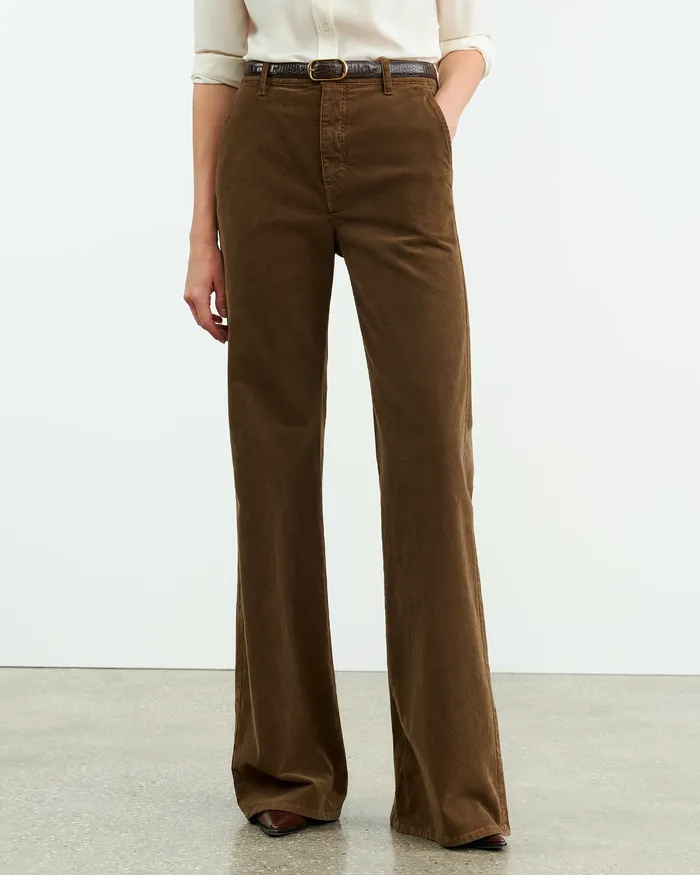Women Pants and Shorts Nili Lotan ANNA CORDUROY PANT Cigar Brown