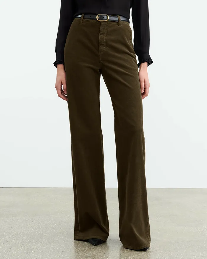 Women Pants and Shorts Nili Lotan ANNA CORDUROY PANT Cigar Brown