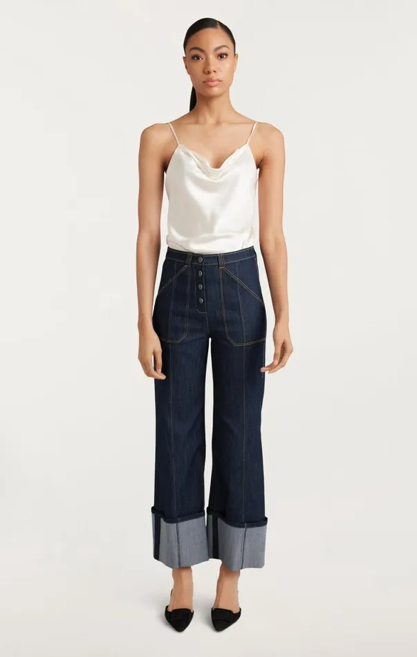 Women Pants Cinq Sept Cuffed Benji Pant Indigo