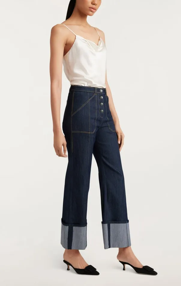 Women Pants Cinq Sept Cuffed Benji Pant Indigo