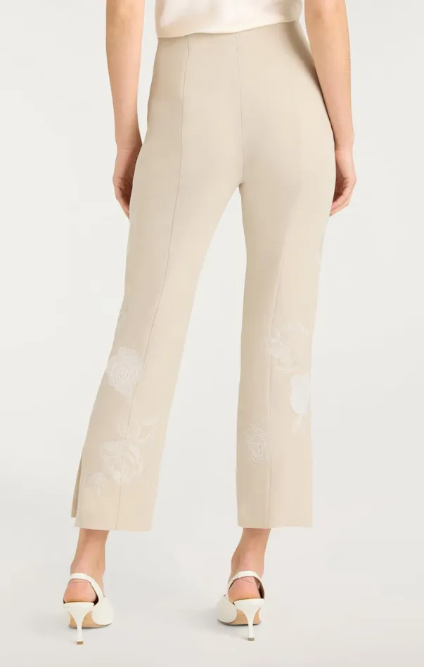 Women Pants Cinq Sept Floating Roses Embellished Cropped Brianne Pant Plasterivory